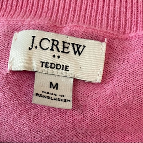 J.Crew Women’s Sweater Size Medium Pink Long Sleeve Crew Neck Teddie Cotton - Picture 3 of 7